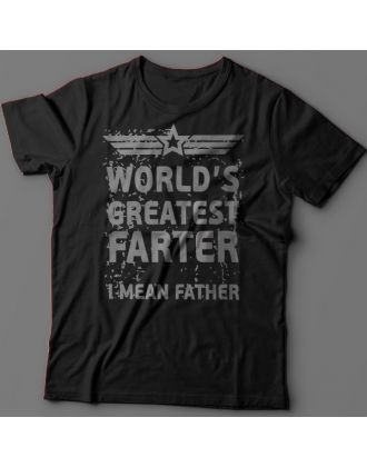 Прикольная футболка с надписью "World's greatest farter. I mean father"